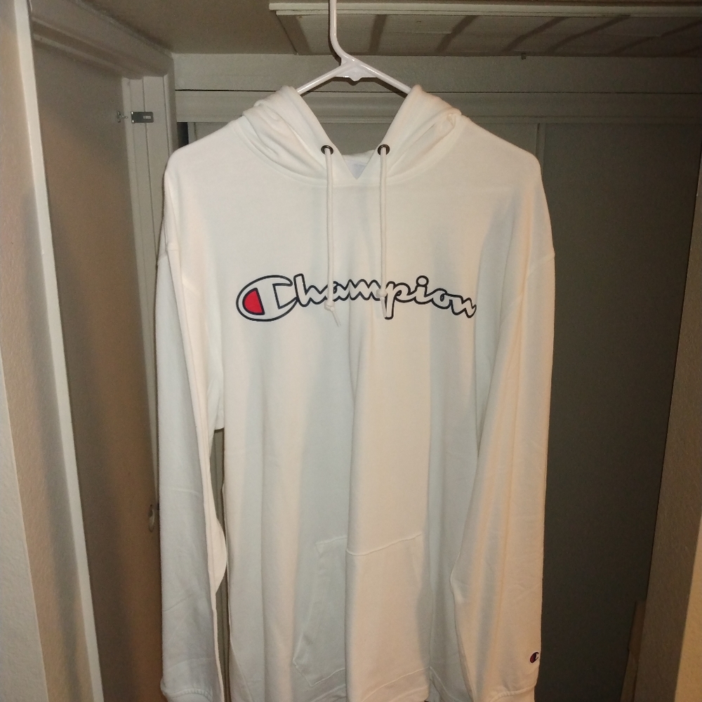 XL Champion white hoodie long sleeve shirt